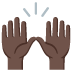 🙌🏿 raising hands: dark skin tone display on Google